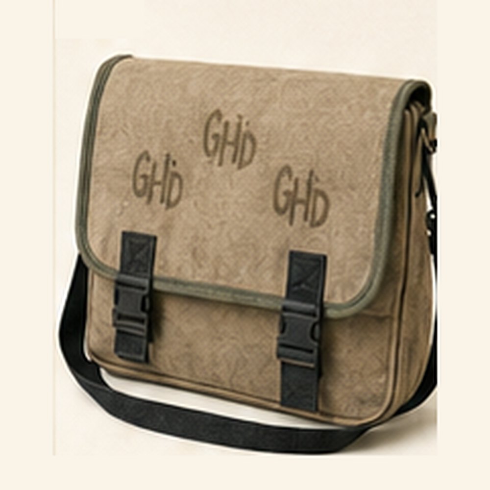 GHD Hemp Laptop Messenger ā Sand Monogram