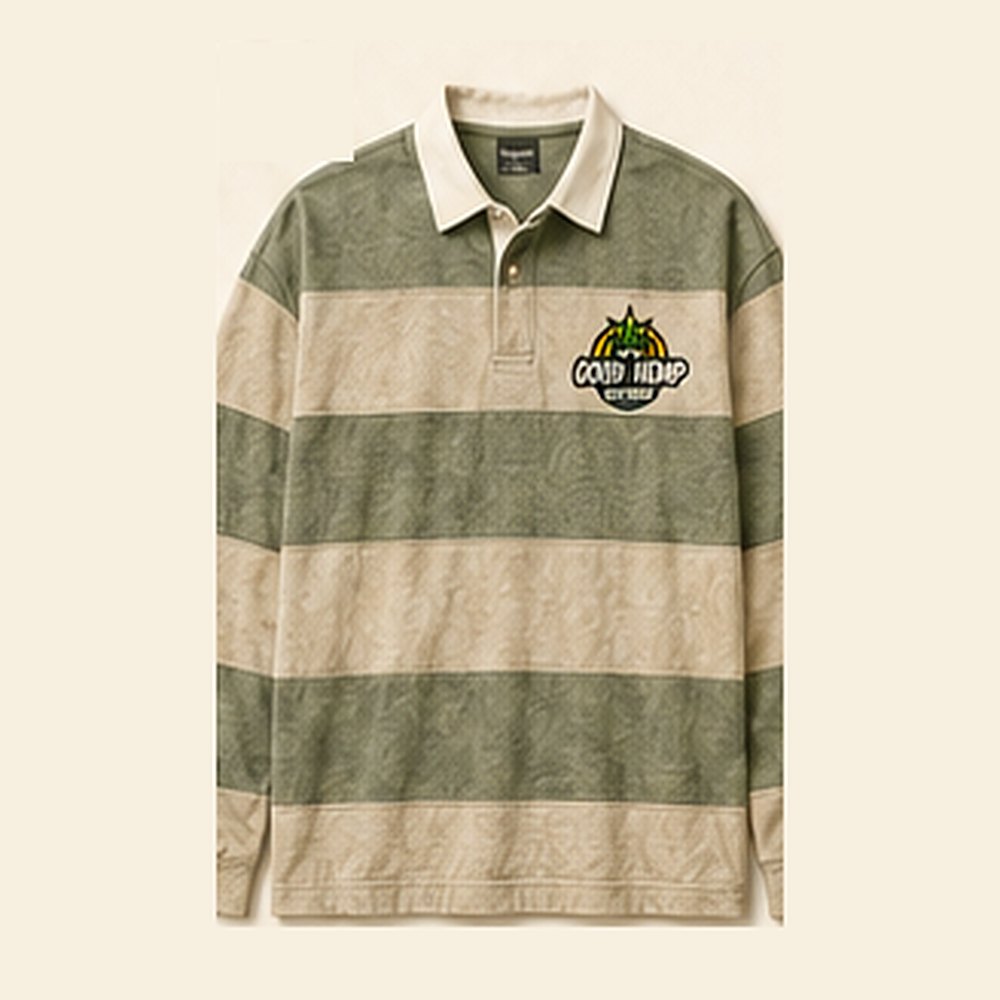 GHD Hemp Rugby Stripe Long Sleeve ā Sage Natural