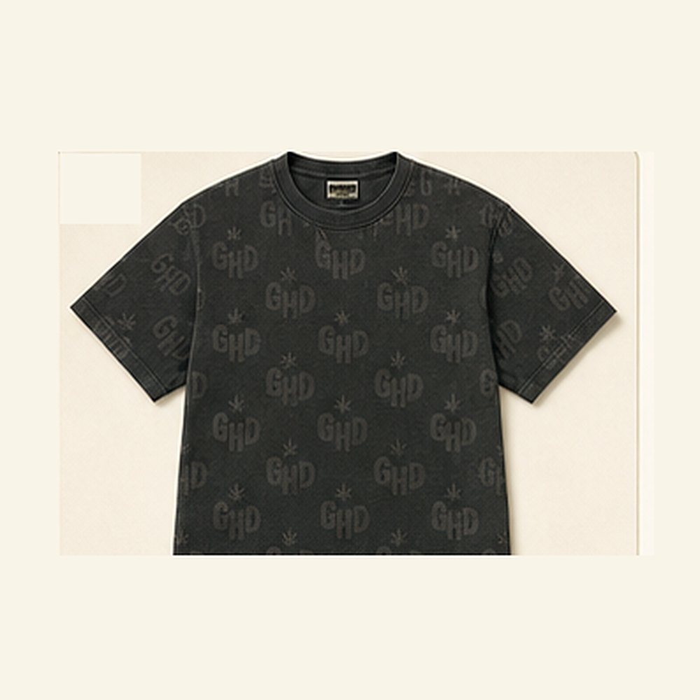 GHD Hemp Monogram Tee — Charcoal Tonal