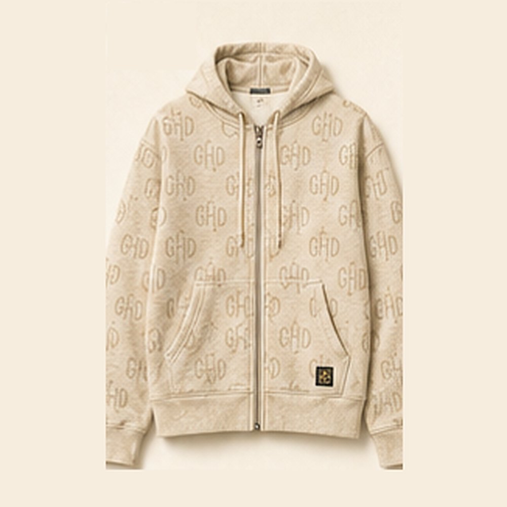 GHD Womenās Hemp Premium Zip Hoodie ā Natural Monogram